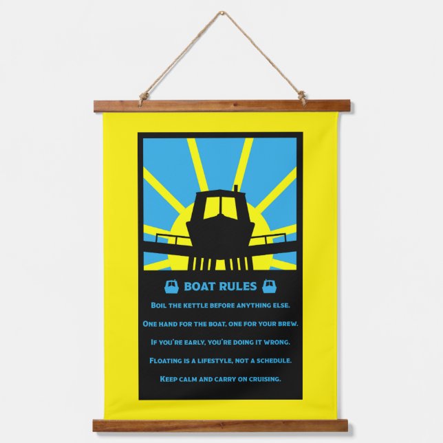 Narrowboat Funny Rules Hanging Tapestry (Front)