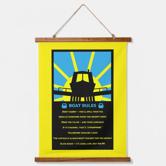 Narrowboat Funny Rules Hanging Tapestry (Front)