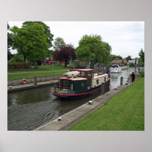 Narrowboat on the River Thames at Chertsey Lock Poster