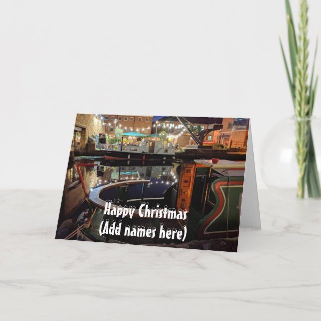 Narrowboat themed Christmas Card (Front)
