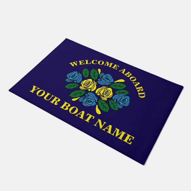 Narrowboat Welcome Aboard Custom Boat Name Doormat (Angled)