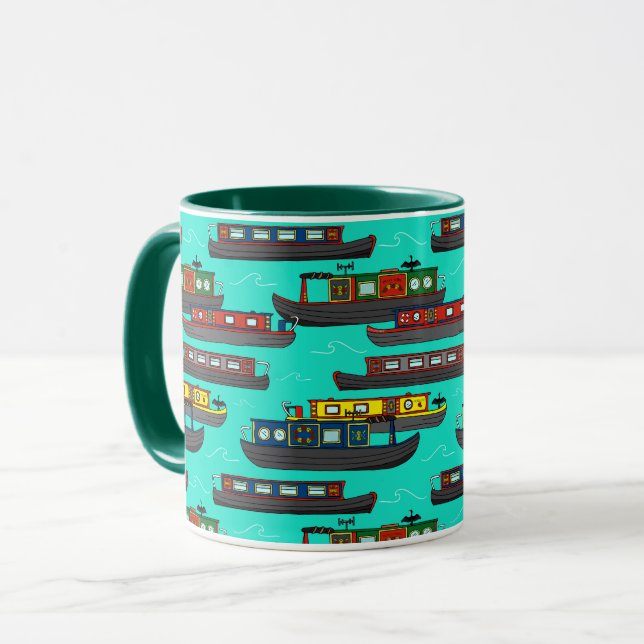 Narrowboats and Canal Barges Patterned Mug (Front Left)