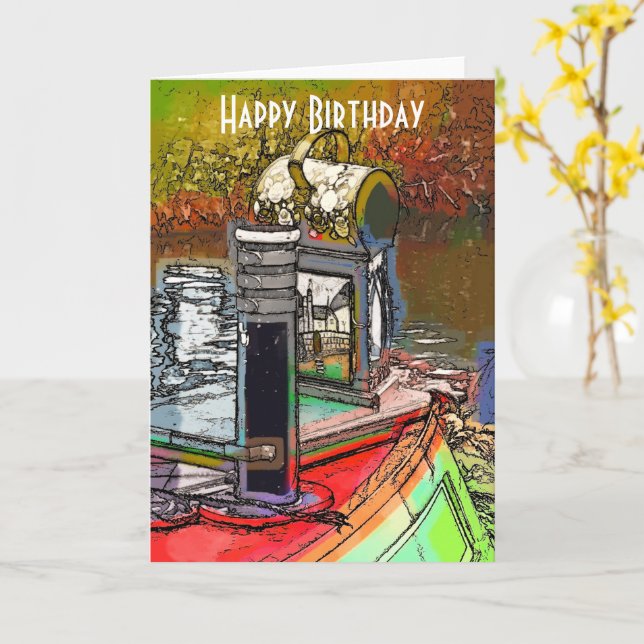 NARROWBOATS CARD (Yellow Flower)