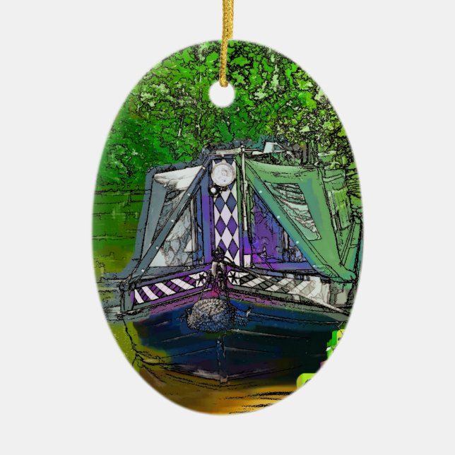 NARROWBOATS CERAMIC TREE DECORATION (Front)