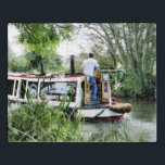 NARROWBOATS JIGSAW PUZZLE<br><div class="desc">An art design of a man steering his narrowboat along the canal. Canal boats, known in the UK as narrowboats, were originally used to transport goods around the country. They are now used mainly for leisure and attract people from all over the world to enjoy our rural countryside. These boats...</div>