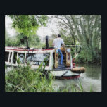 NARROWBOATS JIGSAW PUZZLE<br><div class="desc">An art design of a man steering his narrowboat along the canal. Canal boats, known in the UK as narrowboats, were originally used to transport goods around the country. They are now used mainly for leisure and attract people from all over the world to enjoy our rural countryside. These boats...</div>