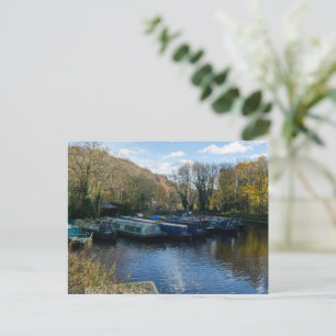 Narrowboats Moored at Salterhebble Basin Postcard
