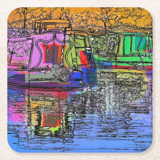 NARROWBOATS SQUARE PAPER COASTER (Front)