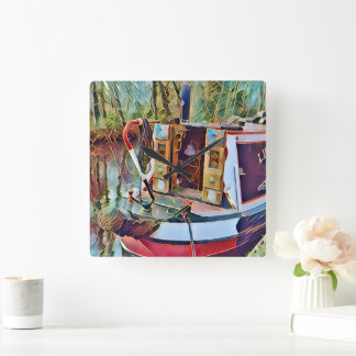NARROWBOATS SQUARE WALL CLOCK