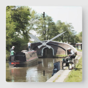 NARROWBOATS SQUARE WALL CLOCK
