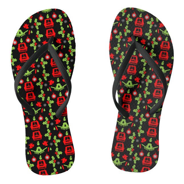 Narrowboats Xmas Canal Christmas  Flip Flops (Footbed)