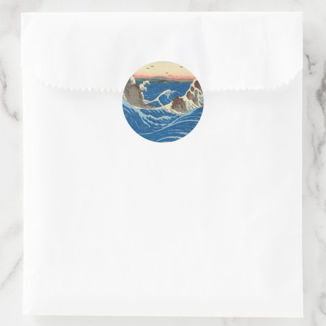 Naruto Whirlpools, Awa Province, 1855 by Hiroshige Classic Round Sticker (Bag)