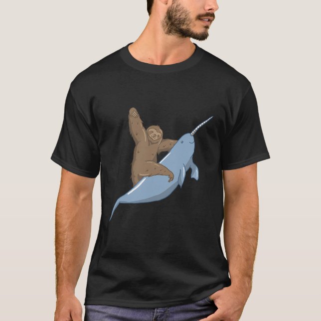 Narwahl Unicorn Beluga Tusk Whale Fish Sloth Gift T-Shirt (Front)