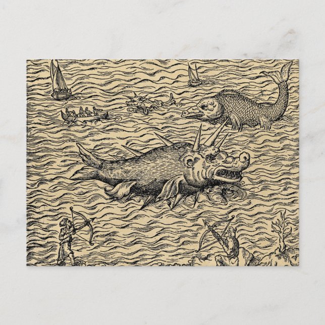 Narwhal and Mediaeval Sea Monsters Postcard (Front)