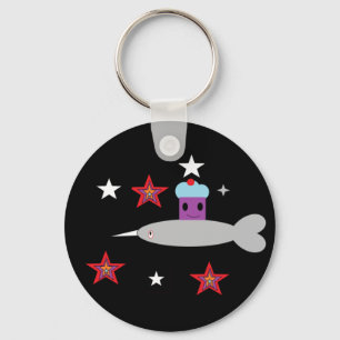 Narwhal and the Space cupcake Key Ring