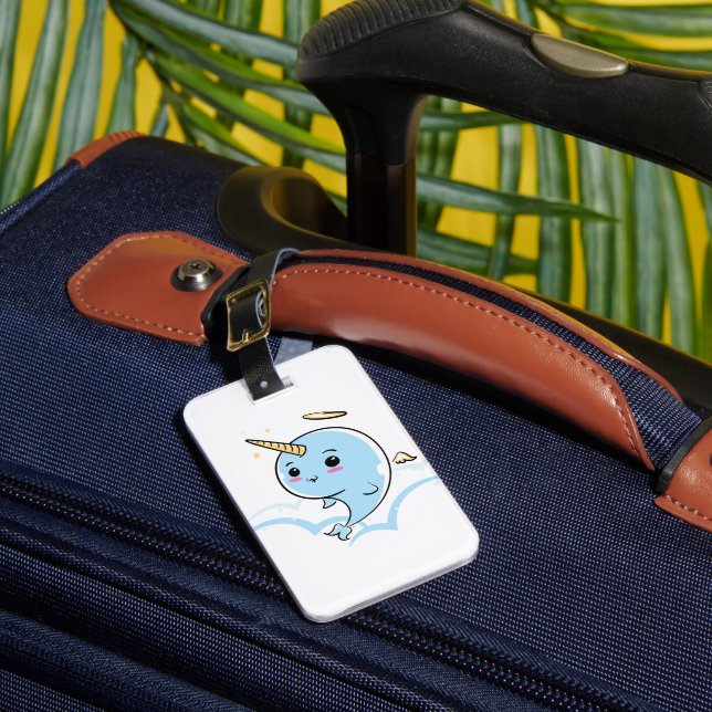 Narwhal Angel Cutie Luggage Tag (Front Insitu 1)
