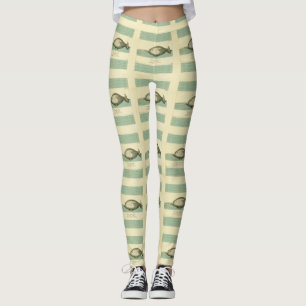 Narwhal Antique Whale Watercolor Scientific Art Leggings