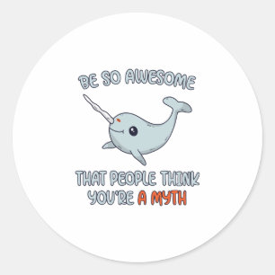 Narwhal Awesome Myth Classic Round Sticker