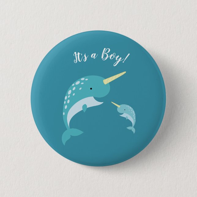 Narwhal Baby Shower 6 Cm Round Badge (Front)