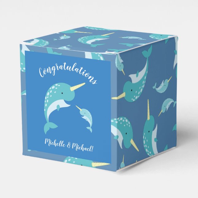 Narwhal Baby Shower Favour Box (Front Side)