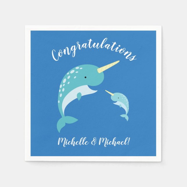 Narwhal Baby Shower Napkin (Front)