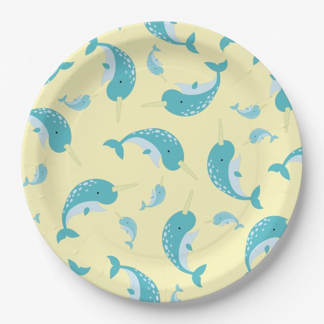 Narwhal Baby Shower Paper Plate (Front)
