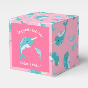 Narwhal Baby Shower Pink Girl Whale Favour Box