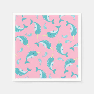 Narwhal Baby Shower Pink Girl Whale Napkin