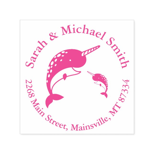 Narwhal Baby Shower Pink Girl Whale Self-inking Stamp (Design)