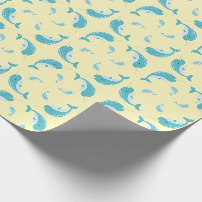 Narwhal Baby Shower Wrapping Paper (Corner)