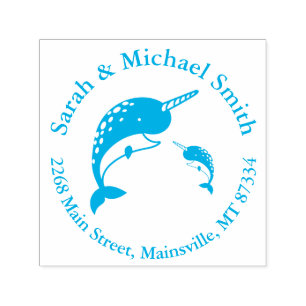 Narwhal Baby Shower Yellow Gender Neutral Whale Self-inking Stamp
