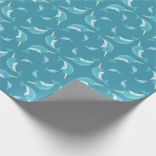 Narwhal Baby Shower Yellow Gender Neutral Whale Wrapping Paper