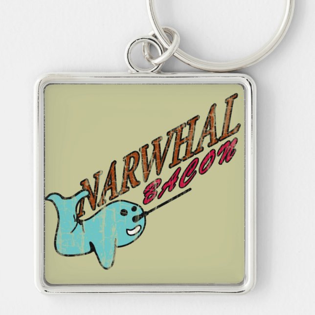 Narwhal Bacon Retro Logo Key Ring (Front)