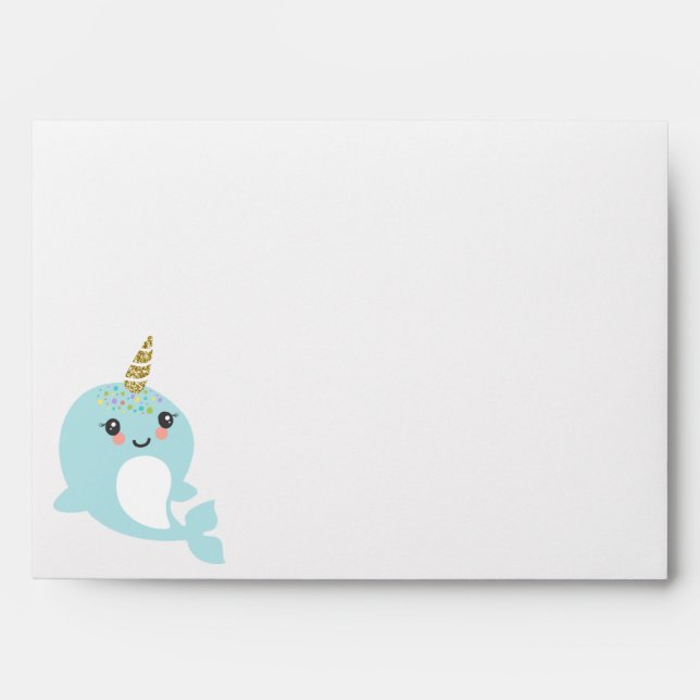 Narwhal Birthday Lined Envelope (Front)