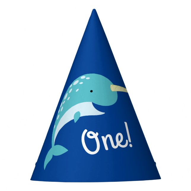 Narwhal Birthday Party Party Hat (Front)