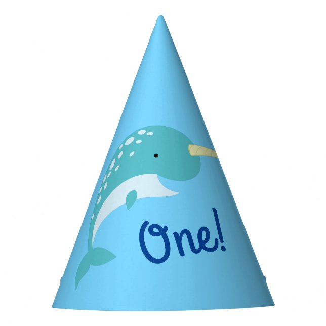 Narwhal Birthday Party Party Hat (Front)