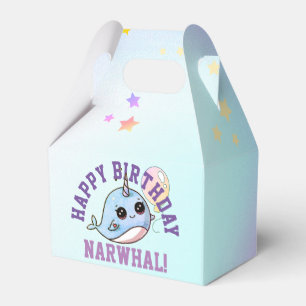 Narwhal Birthday Personalised with balloon Favour Box