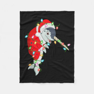 Narwhal Christmas Lights Santa Costume Cute Animal Fleece Blanket