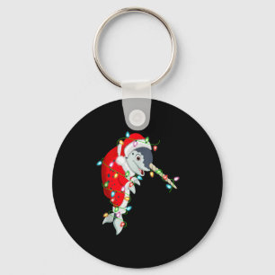 Narwhal Christmas Lights Santa Costume Cute Animal Key Ring