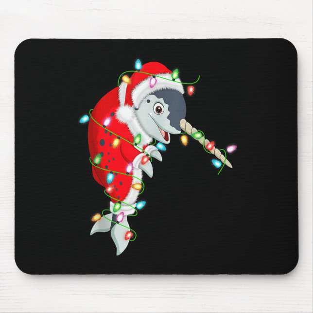 Narwhal Christmas Lights Santa Costume Cute Animal Mouse Mat (Front)