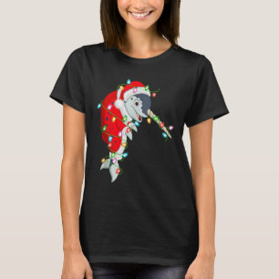 Narwhal Christmas Lights Santa Costume Cute Animal T-Shirt