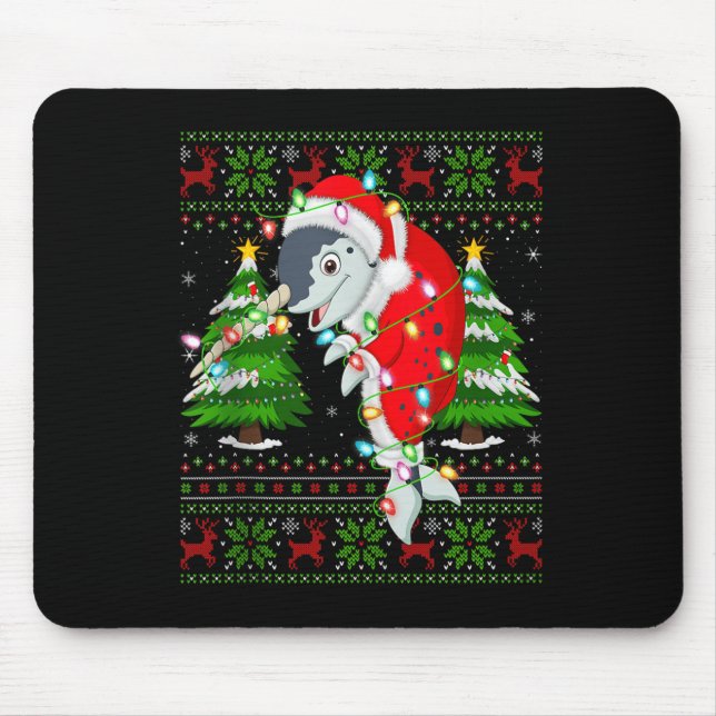 Narwhal Christmas Lights Santa Costume Ugly Xmas S Mouse Mat (Front)