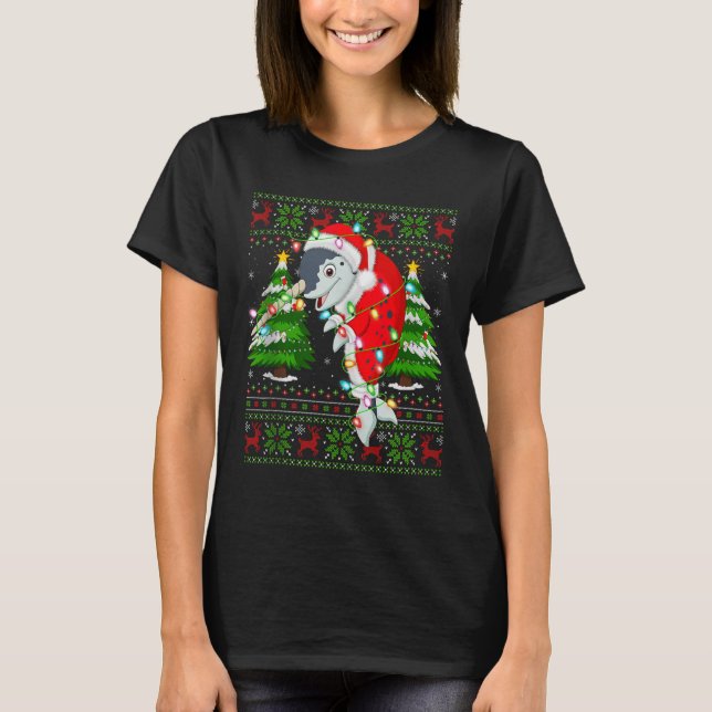Narwhal Christmas Lights Santa Costume Ugly Xmas S T-Shirt (Front)