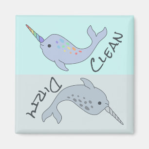 Narwhal Clean Dirty Dishwasher Magnet
