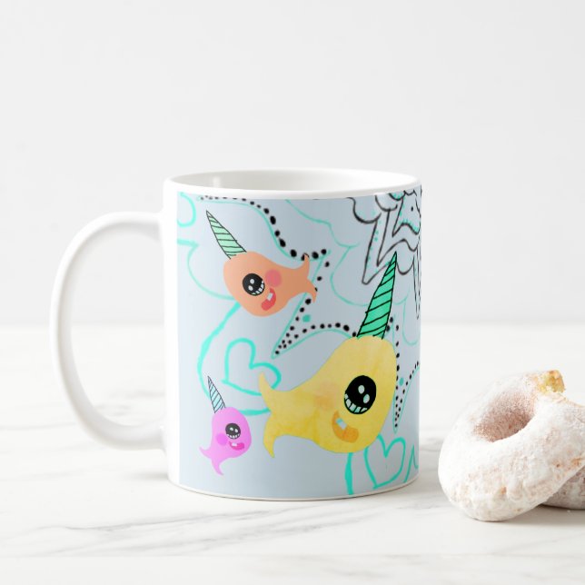 Narwhal Coffee Tea Mug Cup (With Donut)
