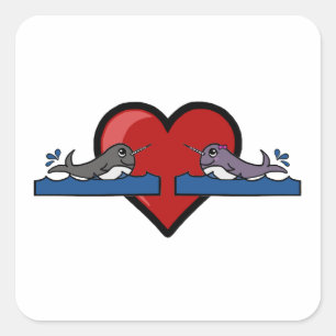 Narwhal Couple Square Sticker
