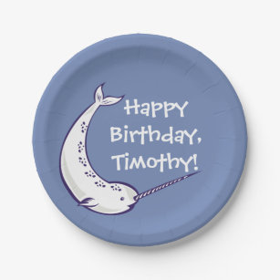Narwhal Custom Birthday Party Paper Plates