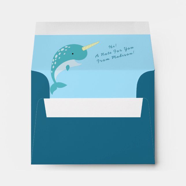 Narwhal Cute Kid's Envelope (Back (Bottom))