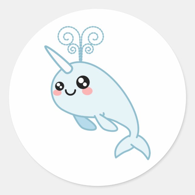Narwhal Cutie Classic Round Sticker (Front)