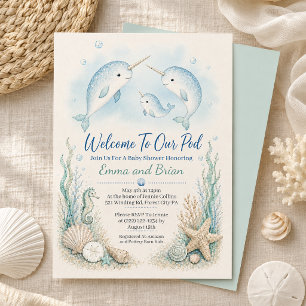 Narwhal Family Baby Shower Invitation 